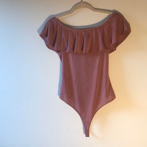 Dusty rose off the shoulder bodysuit